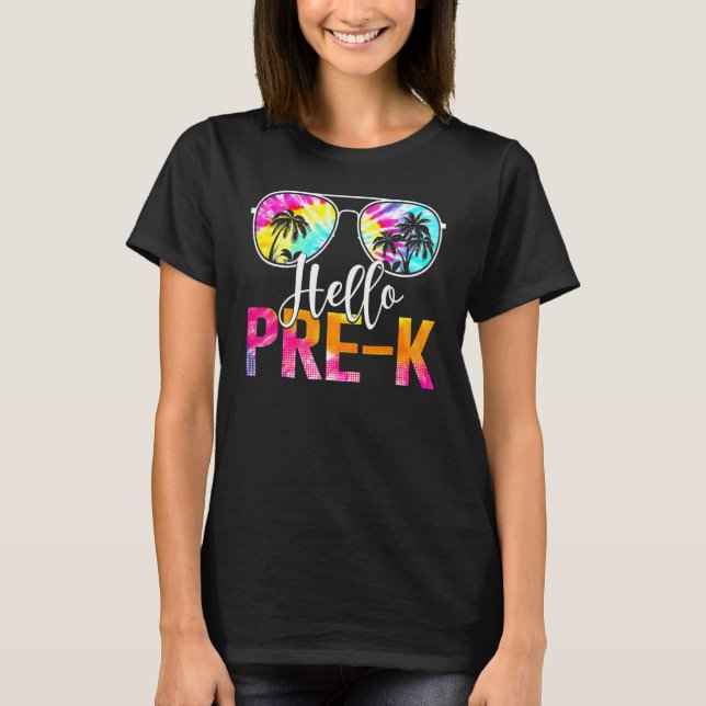 Camiseta Tie Dye Hello Profesora Preescolar Primer Día De L (Anverso)