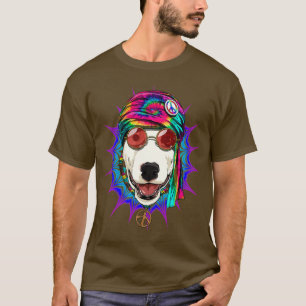 Camiseta Tie Dye Hippie Bull Terrier Hippiness Peace Love D