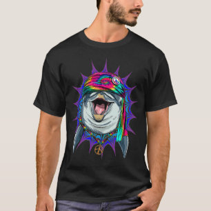 Camiseta Tie Dye Hippie Dolphin Hippiness Peace Love Dolphi