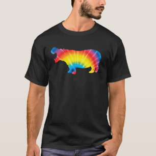 Camiseta Tie Dye Hippopótamo Arcoiris Imprimir rebaño Hippi