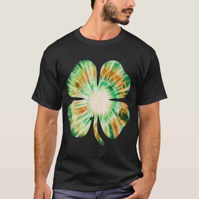 Camiseta Tie Dye Irish Shamrock Lucky Four Leaf Clover (Anverso)