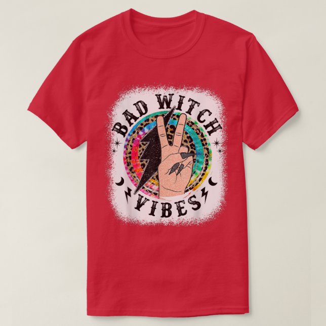Camiseta Tie Dye Leopard Bad Witch Vibes Funny Halloween Gi (Diseño del anverso)