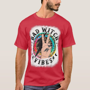 Camiseta Tie Dye Leopard Bad Witch Vibes Funny Halloween Gi