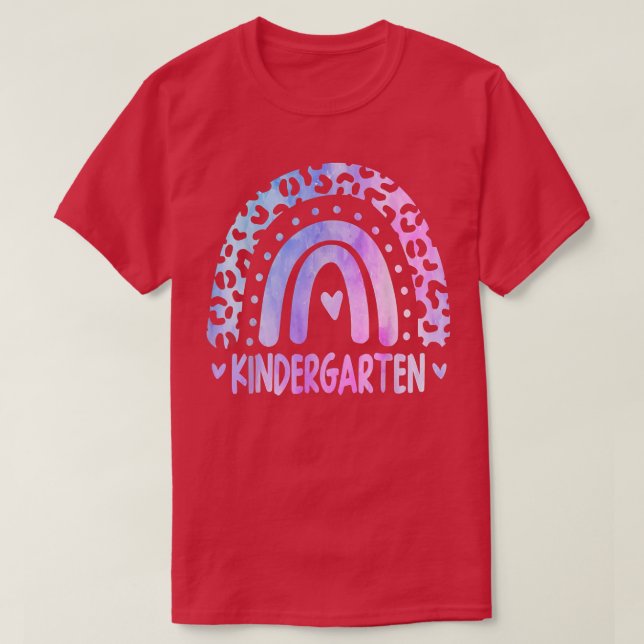 Camiseta Tie Dye Leopard Rainbow Kindergarten profesor de v (Diseño del anverso)