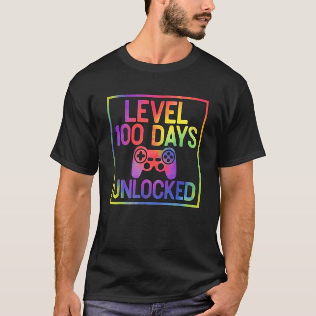 Camiseta Tie Dye Level 100 Days Of School Unlocked 100 Days (Anverso)