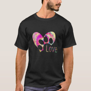 Camiseta Tie Dye Love Dog Paw Print Animal Paw Dog Lover