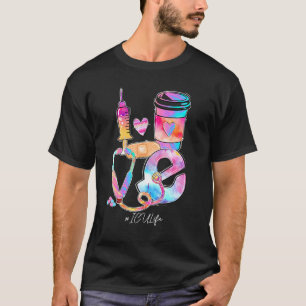 Camiseta Tie Dye Love Icu Vida Stethoscope Enfermerías Enfe