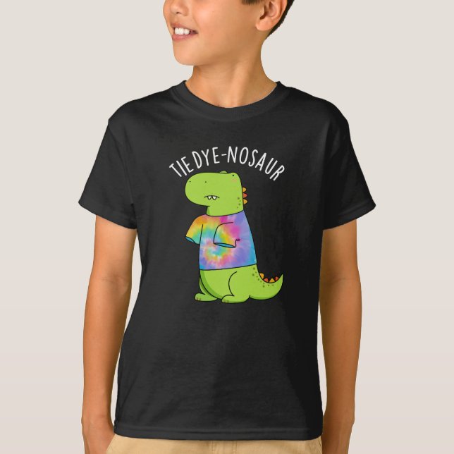 Camiseta Tie-dye-nosaur Funny Dinosaur Pun Dark BG (Anverso)