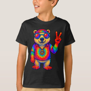 Camiseta Tie-dye Oso Lar Signo de Paz Cadera