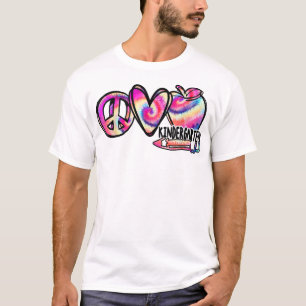 Camiseta Tie dye Peace Love Kindergarten First Day Of Schoo