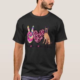 Camiseta Tie Dye Peace Love Leopard Print Great Dane Dog