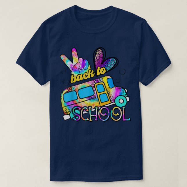 Camiseta Tie Dye Peace Love School Bus Driver Cute Back To  (Diseño del anverso)