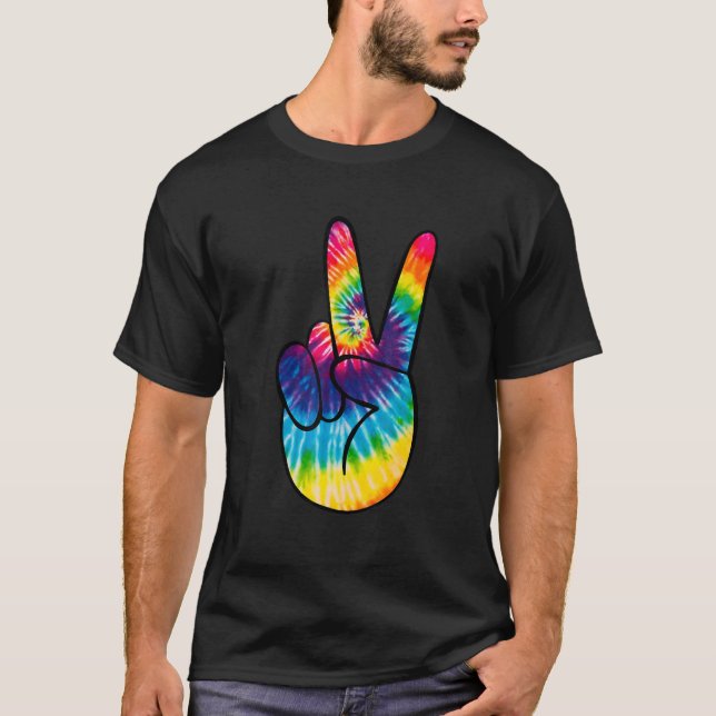 Camiseta Tie Dye Peace Sign Hand  Hippies V   1 (Anverso)