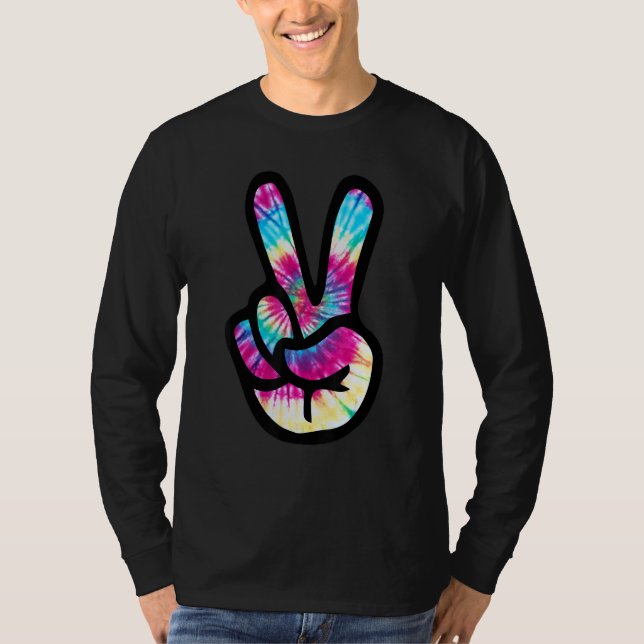 Camiseta Tie Dye Peace Sign Hand  Hippies V s (Anverso)