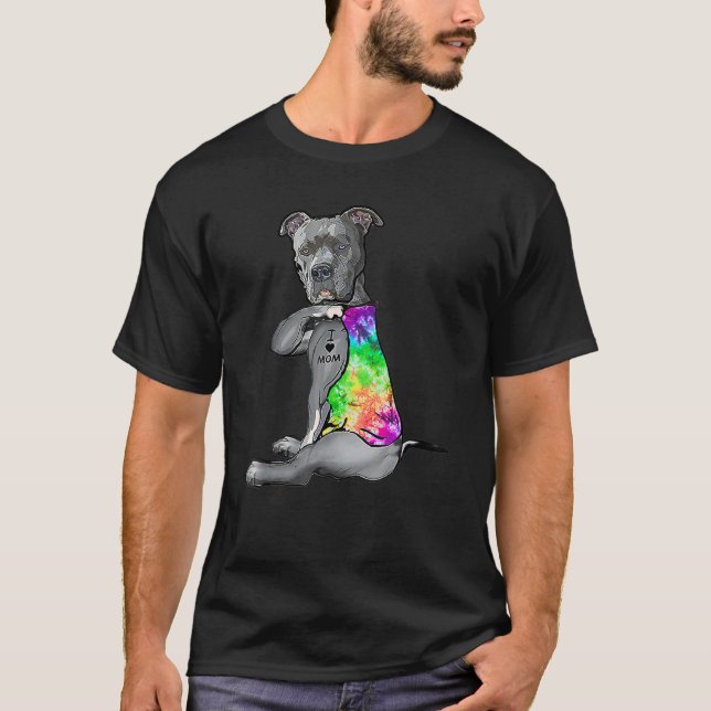 Camiseta Tie Dye Pitbull Amo a mamá Pitbull Tattoo (Anverso)