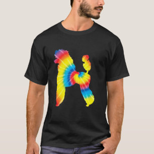Camiseta Tie Dye Poodle Rainbow Print Dog Animal Hippie Pea