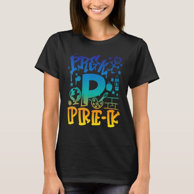 Camiseta Tie Dye Pre-K Team Teacher Boy Graffiti Style Back (Anverso)