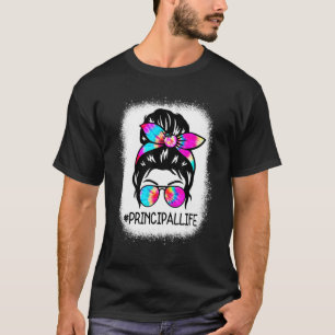 Camiseta Tie Dye Principal Life Messy Bun Glasses Mujeres B