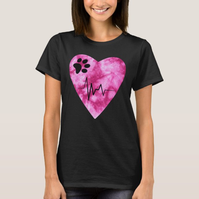 Camiseta Tie Dye Print  Pet Love Heartbeat Pulse (Anverso)