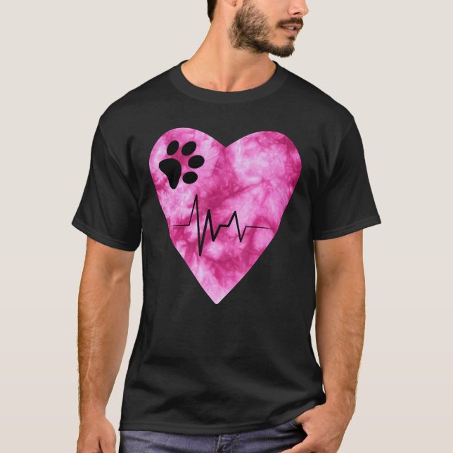 Camiseta Tie Dye Print  Pet Love Heartbeat Pulse (Anverso)