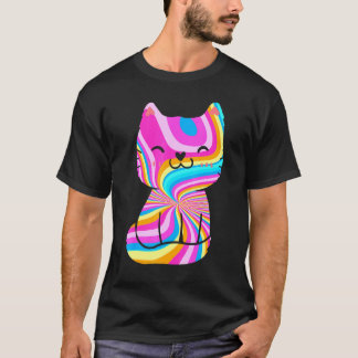 Camiseta Tie-Dye Psychedelic Cat Dueño Furry Mascota Kitten