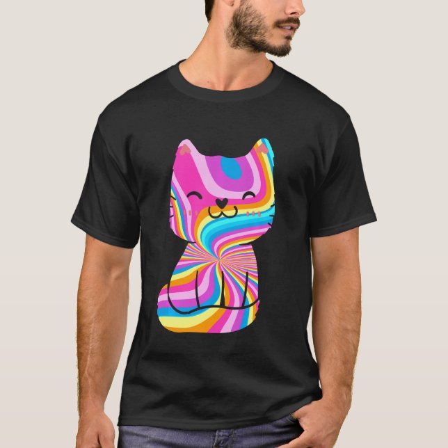 Camiseta Tie-Dye Psychedelic Cat Kitty Dueño Furry Mascota  (Anverso)