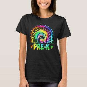 Camiseta Tie Dye Rainbow Hello Pre K Back To School Teacher