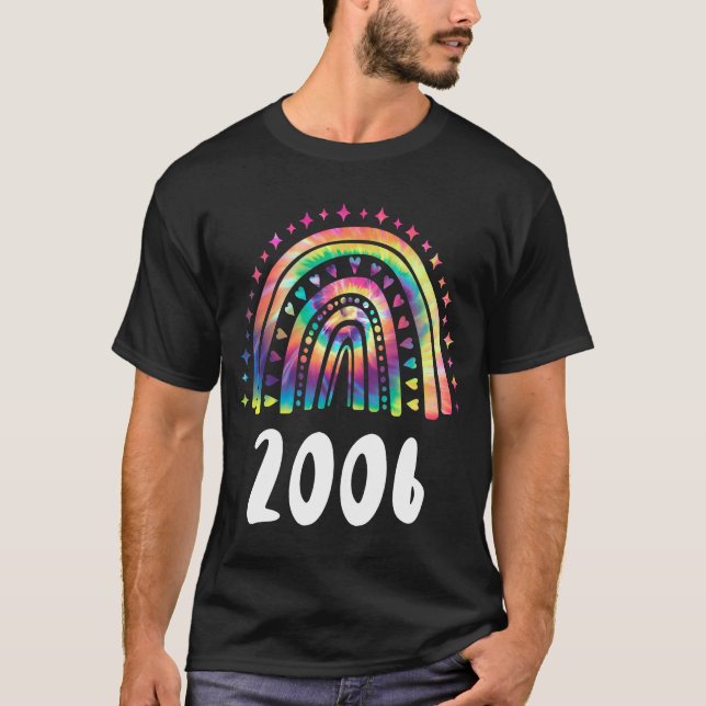 Camiseta Tie Dye Rainbow Year Of Birth 2006 Birthday (Anverso)