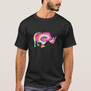 Camiseta Tie Dye Rhinoceros Gráfico Divertido Rinoceronte