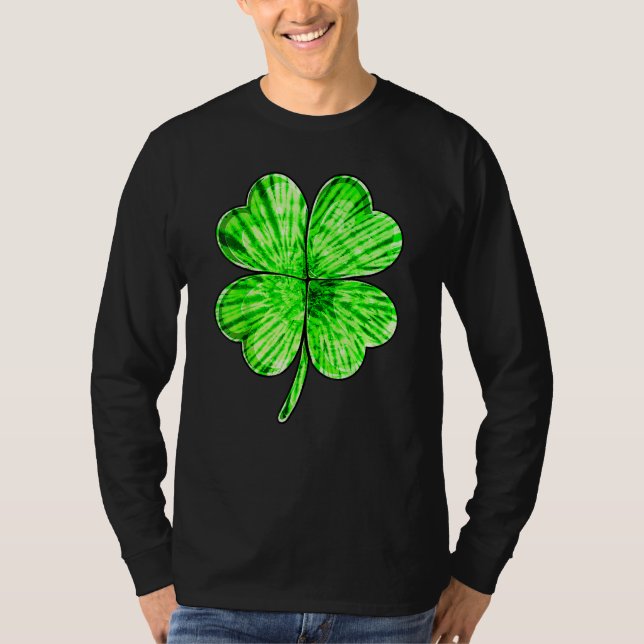 Camiseta Tie Dye Shamrock Lucky Four Leaf C St Patrick's Da (Anverso)