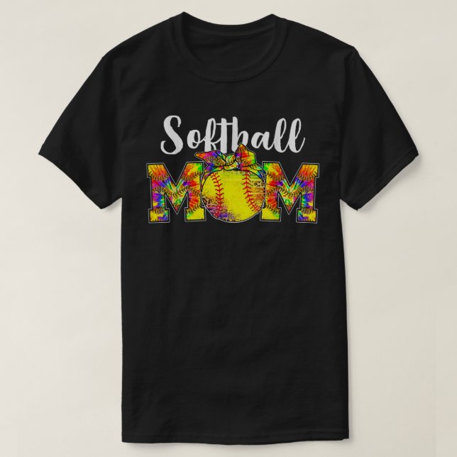 Camiseta Tie Dye Softball Mom Tee Juego de Softbol Vibes M (Diseño del anverso)