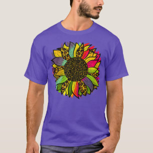 Camiseta Tie Dye Sunflower Leopard Flower Power 60s 70s Hip