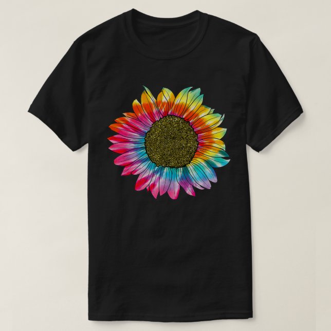 Camiseta TIE DYE SUNFLOWER Peace Love 60s 70s Hippie Retro (Diseño del anverso)