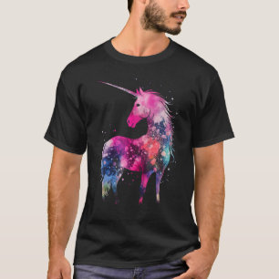 Camiseta Tie-Dye Unicornio Colorido Caballo Rosa Silhouette