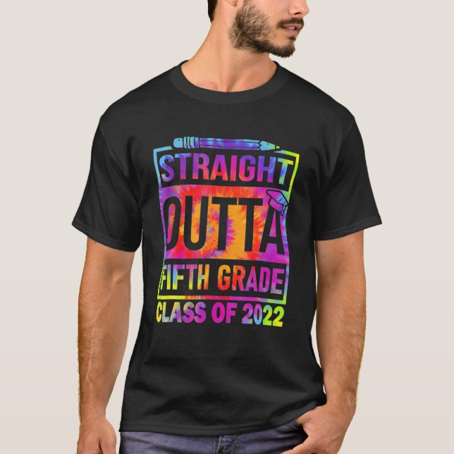 Camiseta Tiedye Straight Outta 5º Graduado 2022 (Anverso)