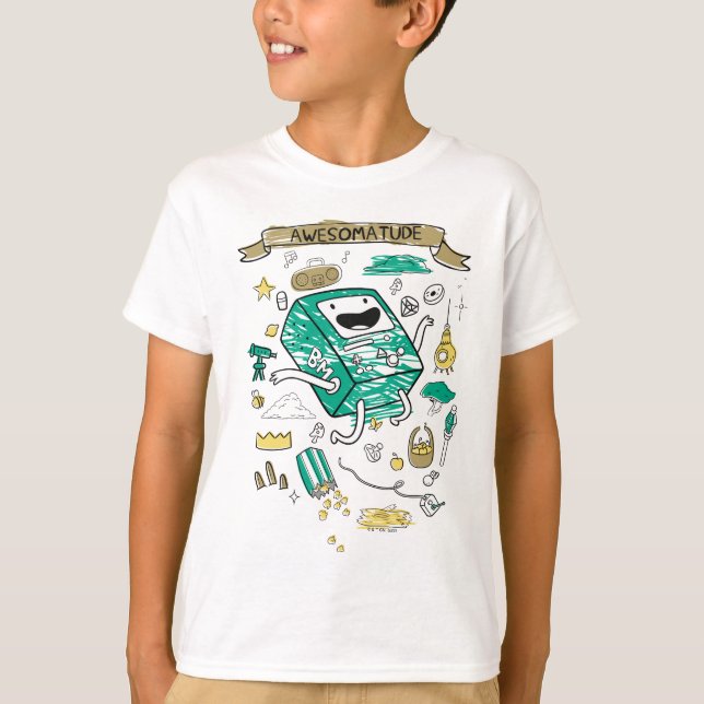 Camiseta Tiempo de aventura | "Awesomatude" BMO Sketch (Anverso)