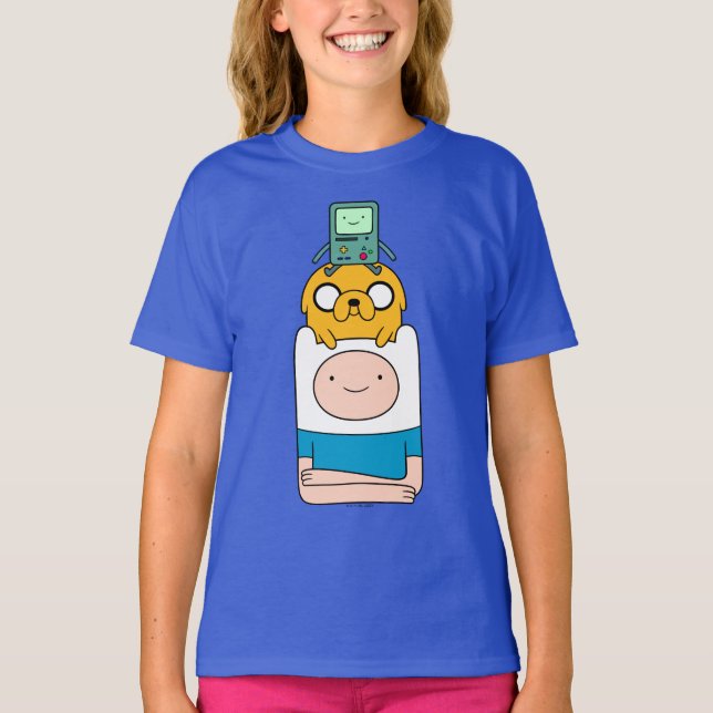Camiseta Tiempo de aventura | BMO, Jake y Finn (Anverso)