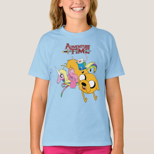 Camiseta Tiempo de aventura | Dama, Bubblegum, Finn y Jake (Anverso)