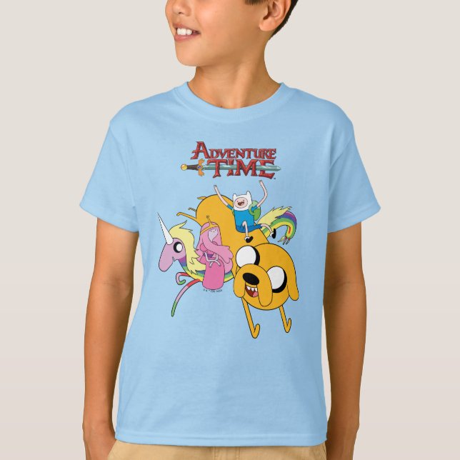 Camiseta Tiempo de aventura | Dama, Bubblegum, Finn y Jake (Anverso)