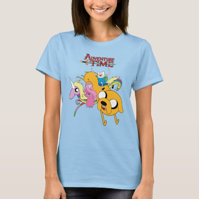 Camiseta Tiempo de aventura | Dama, Bubblegum, Finn y Jake (Anverso)