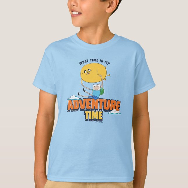 Camiseta Tiempo de aventura | Jake Flotando Con Finn (Anverso)