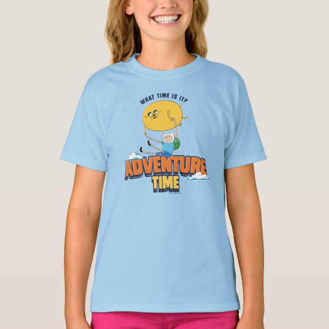 Camiseta Tiempo de aventura | Jake Flotando Con Finn (Anverso)