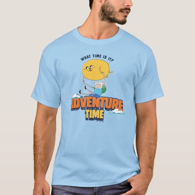 Camiseta Tiempo de aventura | Jake Flotando Con Finn (Anverso)