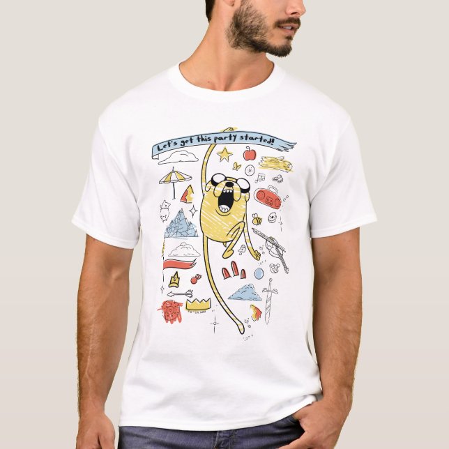 Camiseta Tiempo de aventura | Jake Sketch, "Fiesta" (Anverso)