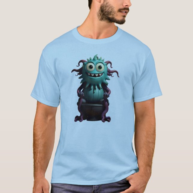 Camiseta Tiempo de inodoro con el monstruo adorable (Anverso)