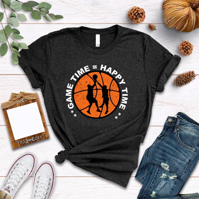 Camiseta Tiempo de Juego = Tiempo Feliz Deportes de Balonce (Basketball Tshirt)