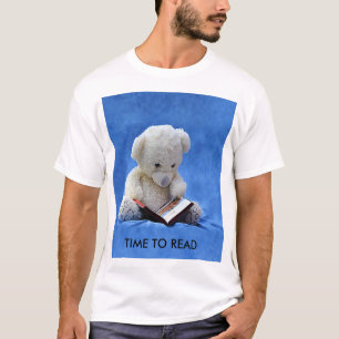 Camiseta Tiempo de osito de peluche para leer animal azul r