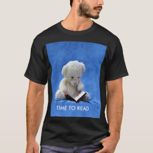 Camiseta Tiempo de osito de peluche para leer animal azul r
