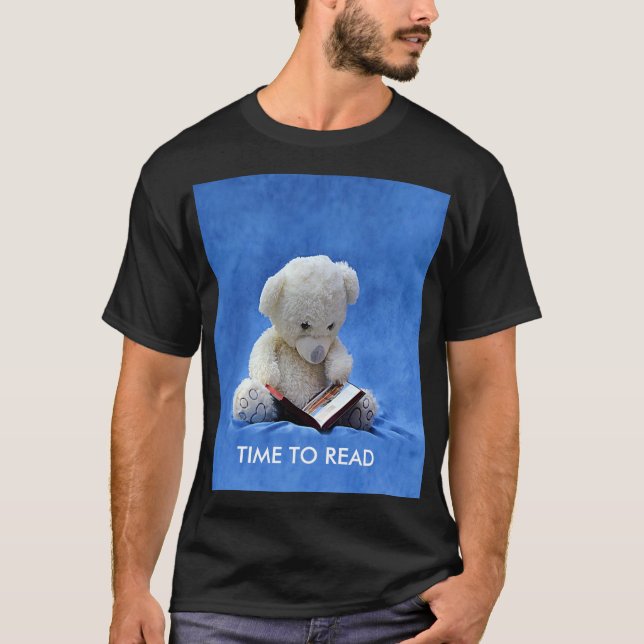 Camiseta Tiempo de osito de peluche para leer animal azul r (Anverso)