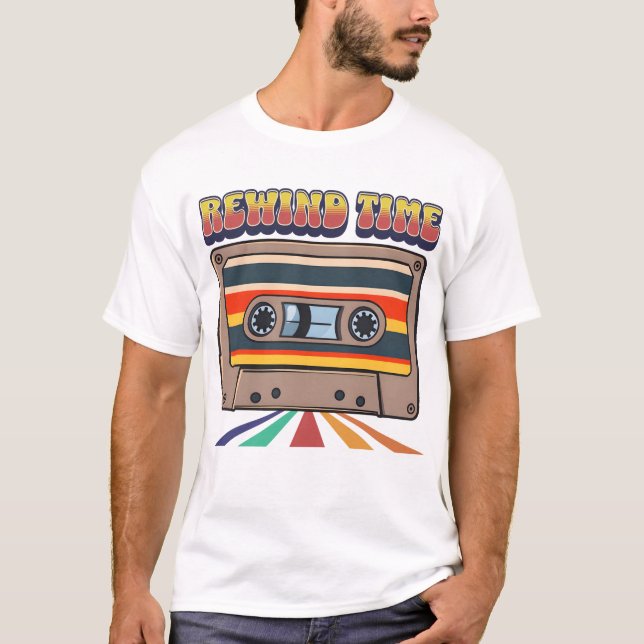 Camiseta Tiempo de rebobinado: cinta de cassette retro (Anverso)
